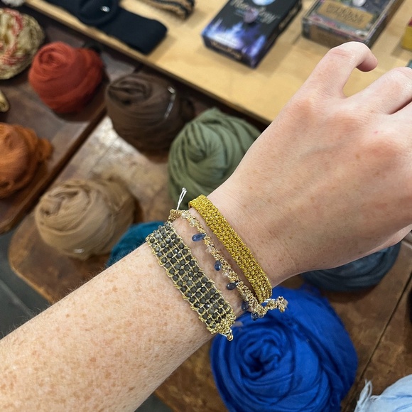 Dag Gioielli Bracelet 14k Gold Plated with Sapphire and Blue Sapphire Drops - Picture 2 of 3